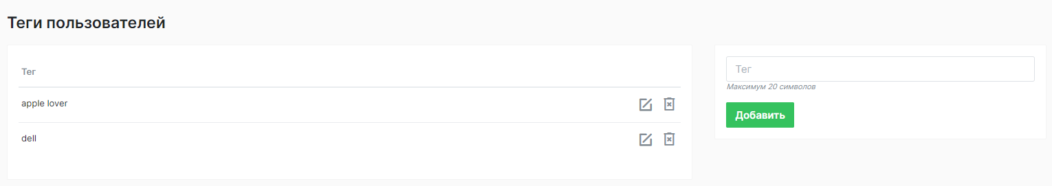 Теги пользователей