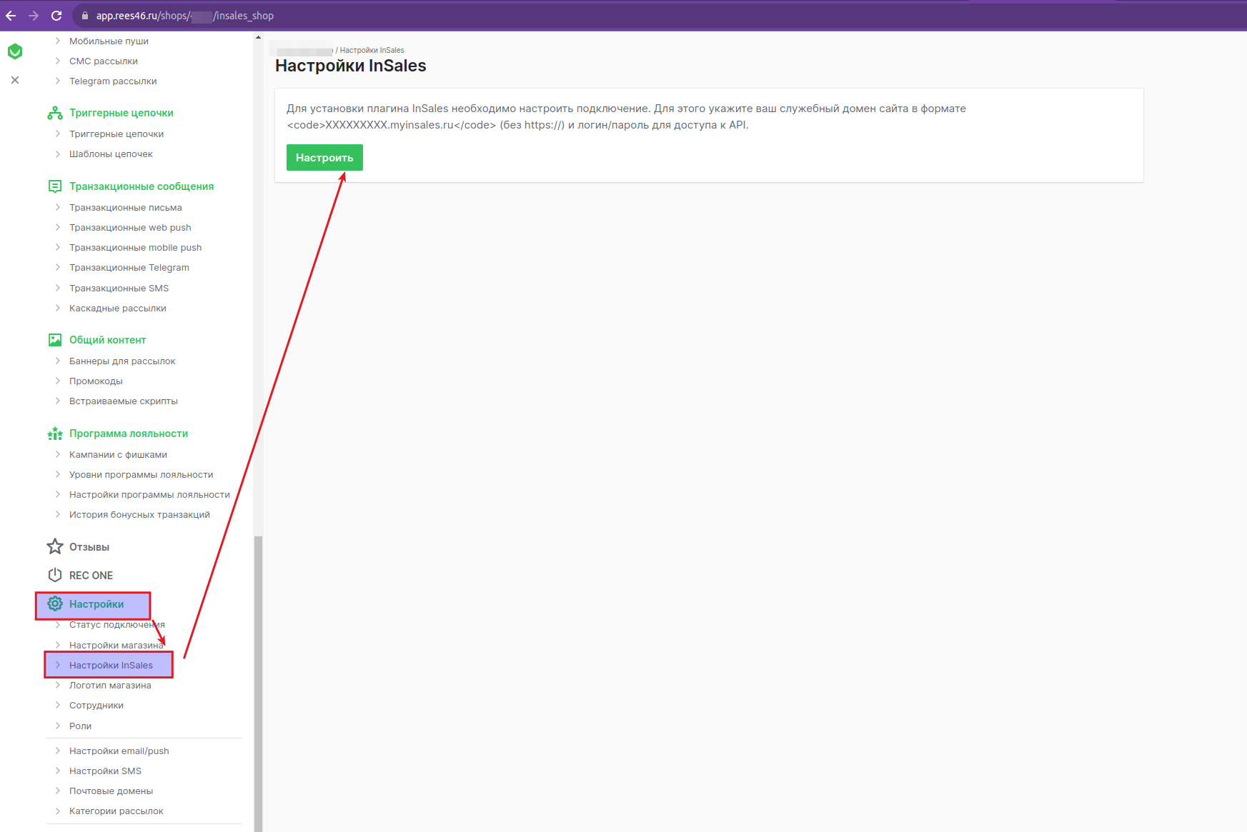 InSales настройка