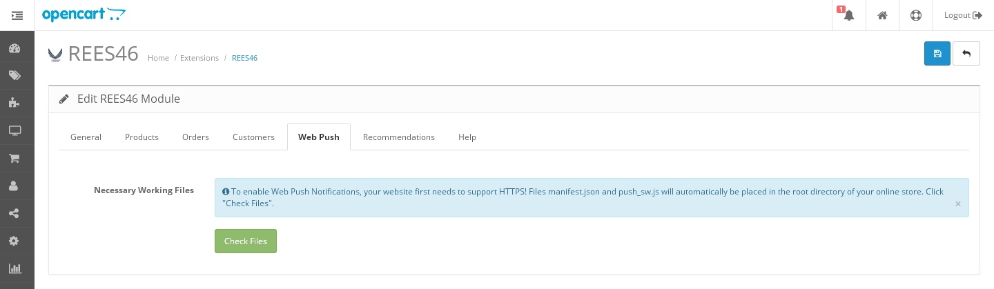 Web push for OpenCart 2