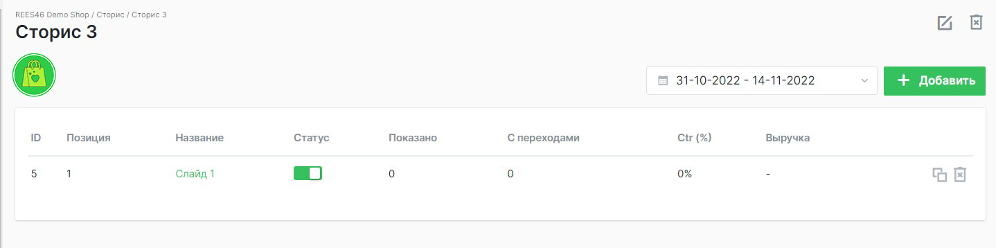 Статистика слайда